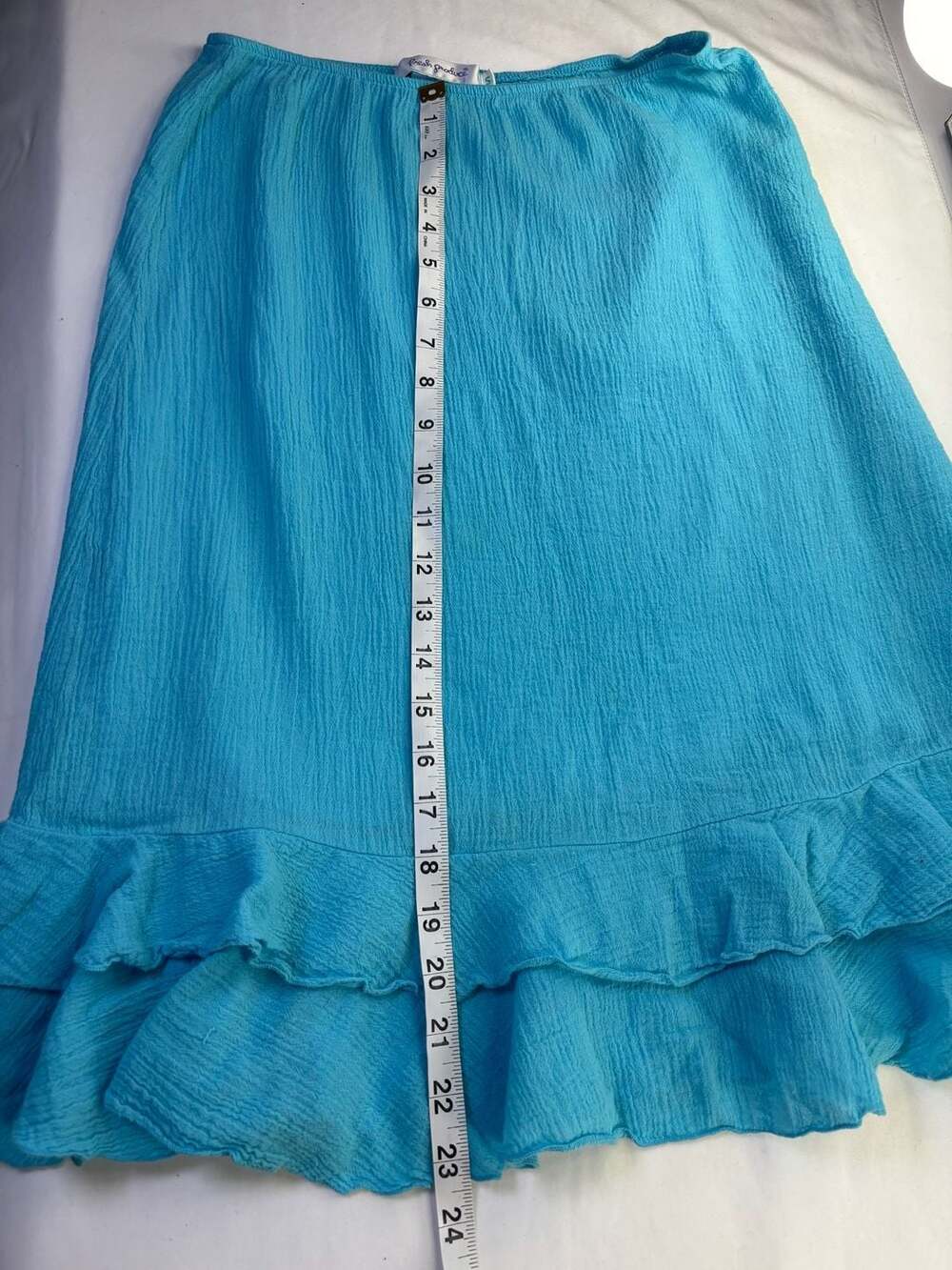 Solid Color Midi Skirt with Tiered Ruffle Hem - Picture 9 of 9